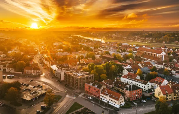 Wallpaper Lithuania, Kaunas, sunset for mobile and desktop, section ...