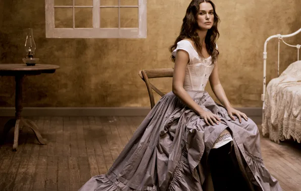 Retro, room, model, dress, actress, brunette, photographer, Keira Knightley