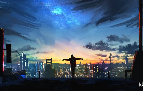 The sky, Figure, The city, People, View, City, Roof, Landscape