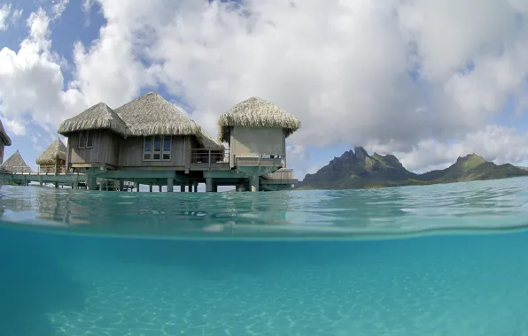 Bungalow, blue lagoon, bora-bora, water villa, St-Regis