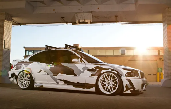 The sun, machine, BMW, BMW, camouflage, bumper, E46, kit