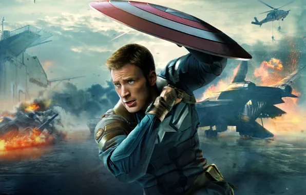 Picture shield, Marvel, Chris Evans, Steve Rogers, Captain America: The Winter Soldier