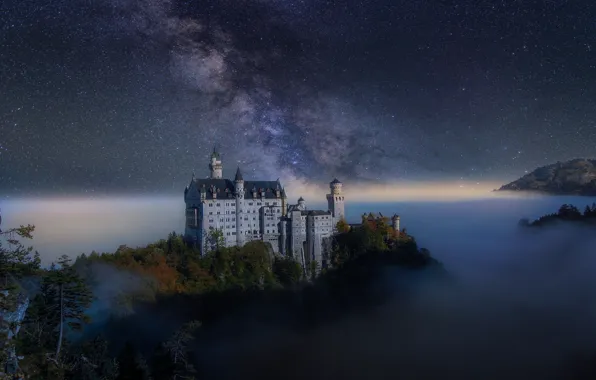 Picture the sky, night, castle, Germany, the milky way