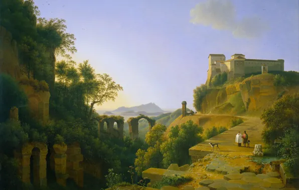 Picture landscape, oil, picture, canvas, Joseph Augustus Knipe, The Bay of Naples on the Island of …