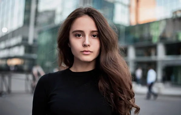 Picture look, girl, the city, background, street, portrait, home, makeup