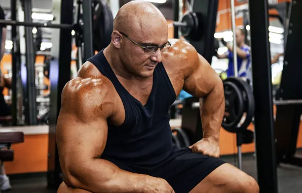 Pose, glasses, muscle, muscle, athlete, bodybuilder, biceps, bodybuilder