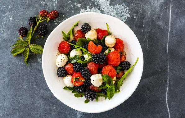 Berries, cheese, strawberry, plate, BlackBerry, strawberry, salad, blackberry