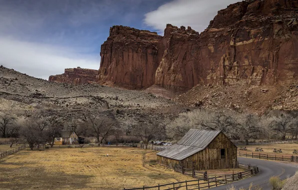 Road, mountains, home, United States, Utah