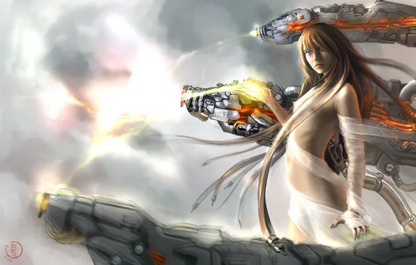Energy, girl, mechanism, cyborg