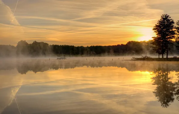Landscape, sunset, lake