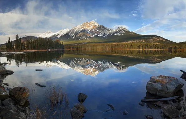 Picture Jasper National Park, Rocks, Lake, Pyramid Island