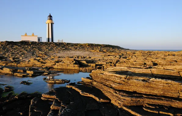 Picture landscape, rocks, lighthouse