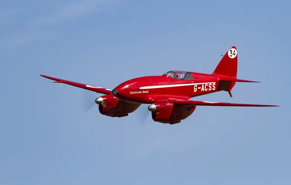 Picture the plane, twin-engine, racing, Comet, De Havilland, DH.88
