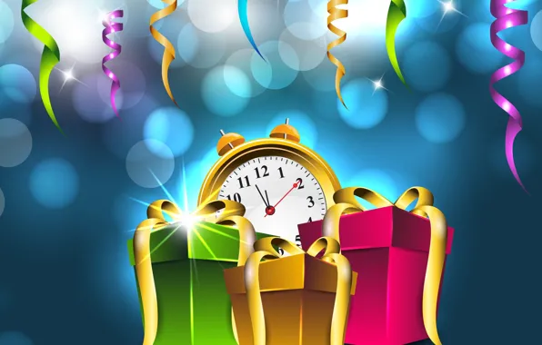 Picture Happy New Year, Vector, Gifts