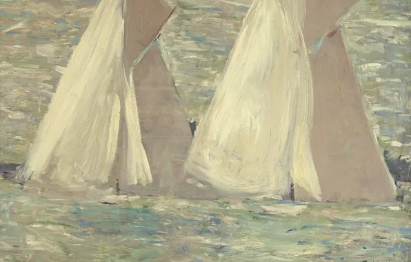 Sea, picture, sail, 1898, Paul Cesar Helleu, Paul Cesar Helleu, Regatta in Cowes