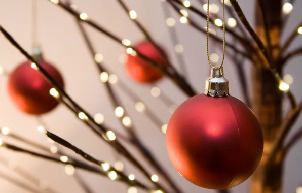 Picture decoration, red, lights, background, holiday, Wallpaper, new year, ball, Christmas, blur, wallpaper, new year, widescreen, …