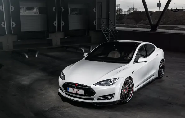 Picture White, Front, White, Tesla, Tesla, Model S, Front, Electric
