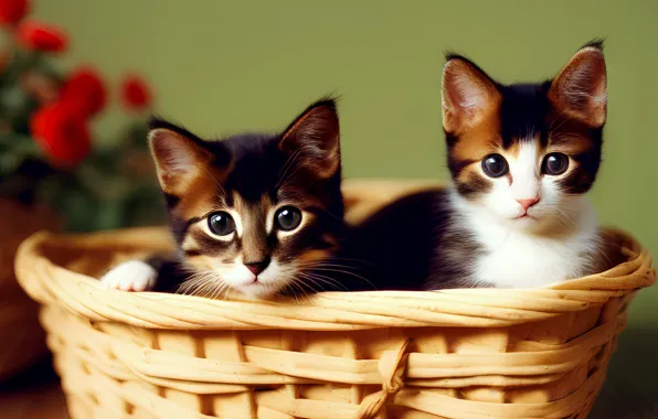Cats, kittens, kids, company, Milota, faces, AI art, neural network