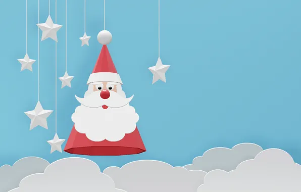 New year, cloud, mask, Santa Claus, stars