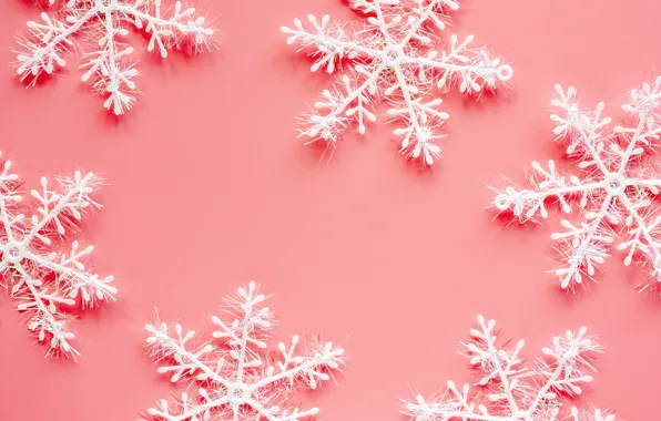 Picture winter, snowflakes, background, pink, Christmas, pink, winter, background