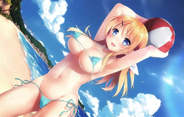 Beach, swimsuit, girl, body, the ball, blonde