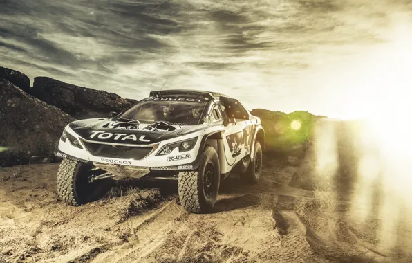 The sky, Sand, Sport, Speed, Light, Race, Peugeot, Lights