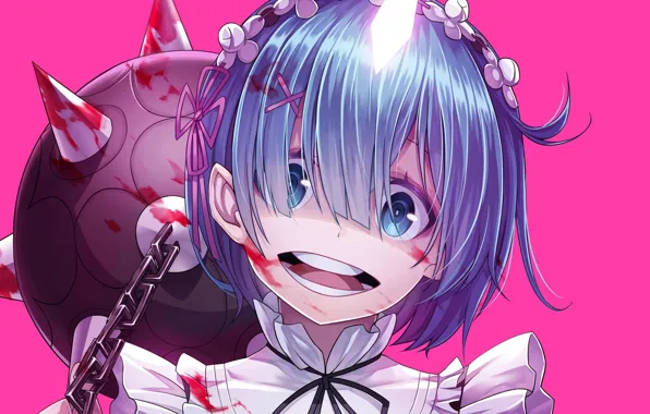 Blood, the demon, chain, madness, horn, Rem, super-weapons, obsessed