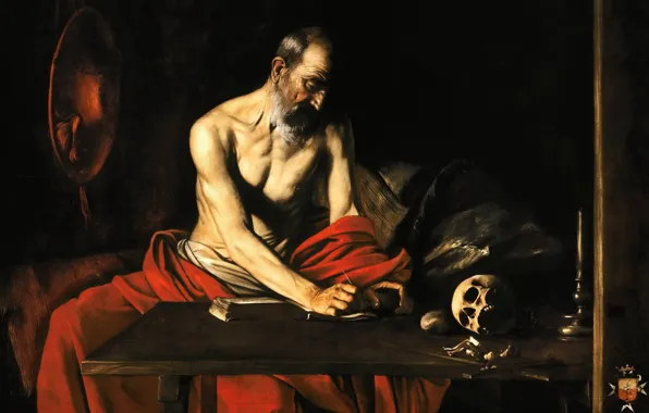 Picture, religion, Caravaggio, Saint Jerome Writing