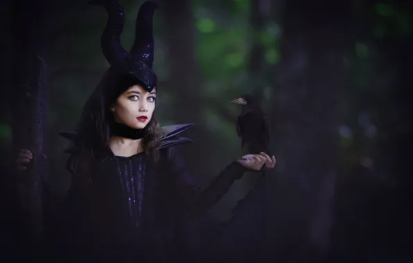 Picture girl, Maleficent, based on the movie