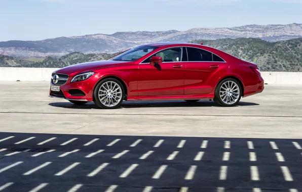 Red, Mercedes-Benz, CLS, car, 500, 4Matic