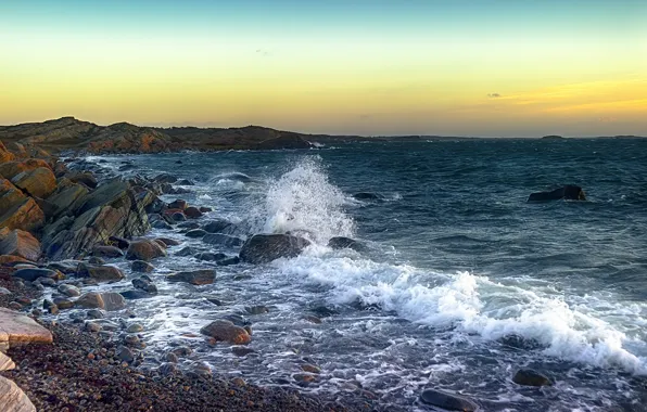 Picture sea, wave, stones, coast, Sweden, Sweden, Bua Strand, Varberg