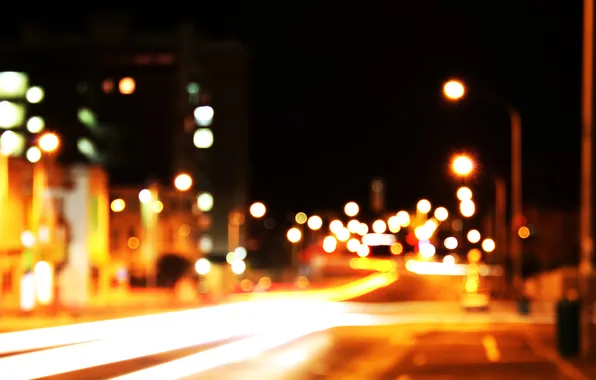 Night, the city, lights, street, bokeh