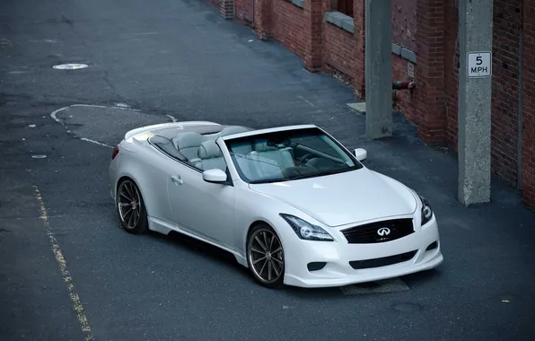 Picture road, wall, white, convertible, Infiniti g37