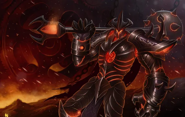 Picture fire, armor, League of Legends, mordekaiser, Master of Metal
