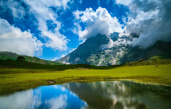 Picture landscape, nature, mountains, mountain, lake, lakes, meadow, natural