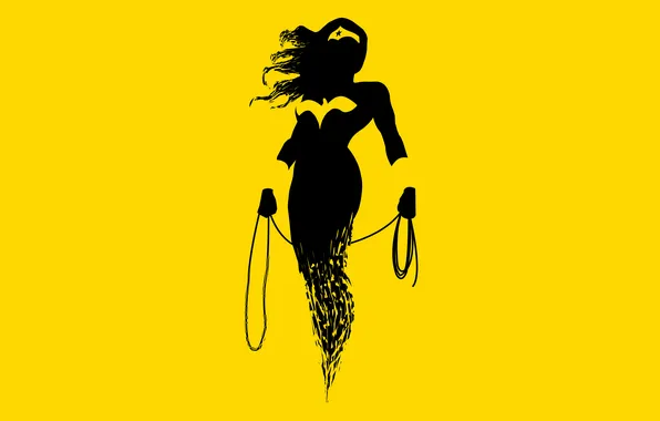 Minimalism, Wonder Woman, comics, minimalism, comics, yellow background, yellow background, Diana Prince