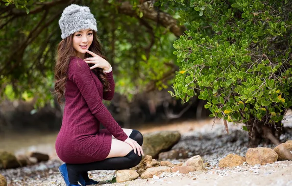 Girl, background, Asian