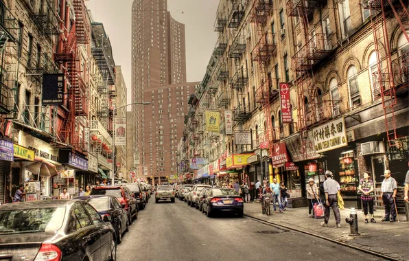 Picture machine, the city, street, building, New York, New York City, Chinatown