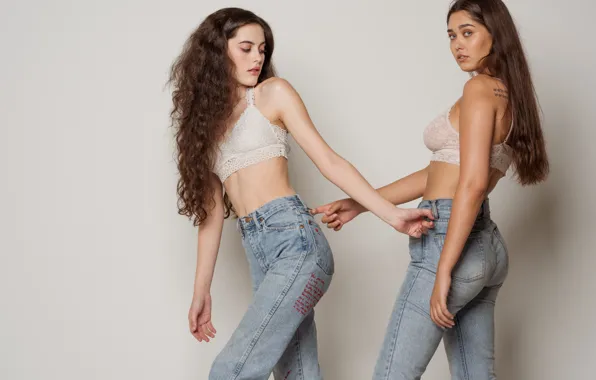 Picture look, girl, background, model, hair, body, jeans, figure
