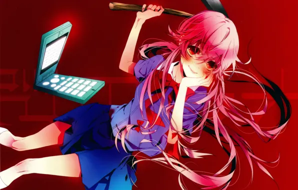 Future Diary Blood Anime Mirai Nikki Yuno wallpaper