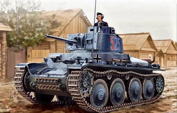 Picture tank, Tank, panzerwaffe, Hut, Trophy, Pz.Kpfw.38(t), Tanker, Czechoslovak