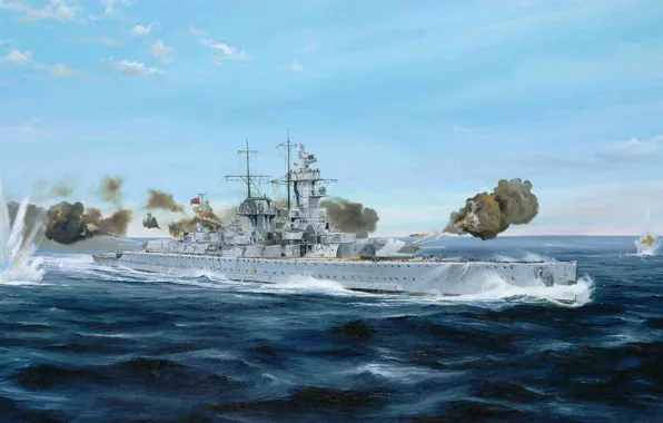 Ship, art, Navy, military, battleship, German, WW2, pocket