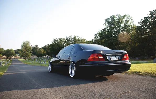 Black, cemetery, lexus, black, Lexus, VIP, ls430