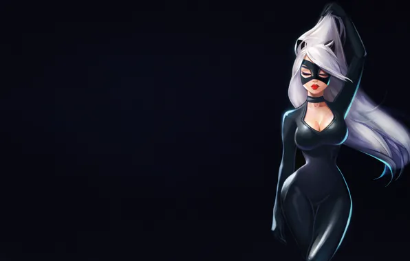 Girl, Minimalism, Costume, Background, Art, Marvel Comics, Comics, Black cat