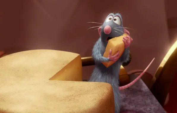 Cartoon, Ratatouille, mouse, cheese