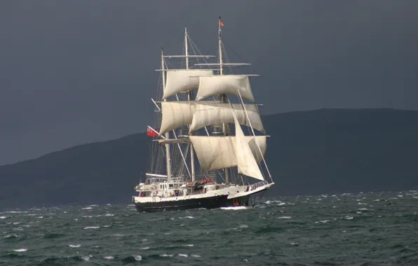 Waves, sea, fog, haze, Lord Nelson, Traditional Boats &amp; Tall Ships Southampton