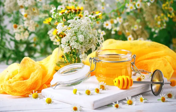 Picture grass, flowers, honey, Nyuraus