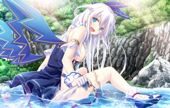 Picture girl, nature, lake, amayui castle meister