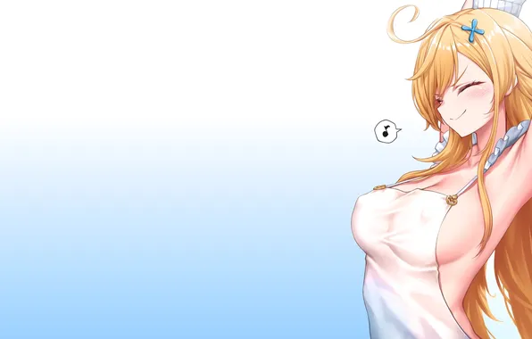 Kawaii, girl, nipples, smile, anime, pretty, blonde, big boobs