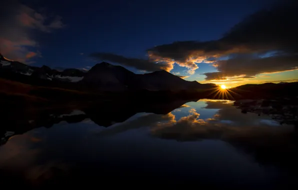 Picture water, the sun, mountains, reflection, Austria, Osttirol, Kals